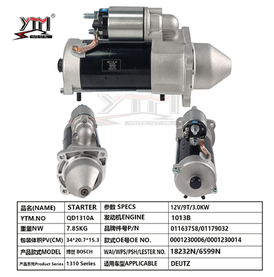 12V 3.0KW 9T Motor de arranque 0001230006 0001230014 Lester 18232N 6599N para el motor Deutz 1013B