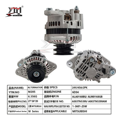 Alternador M205 de 24V 45A 2PK para motor Mitsubishi 6D34 OE ALA0168BS ALM0168GB A003TN5399 1-3601-25W