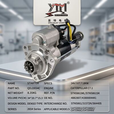 Motor de arranque para maquinaria pesada QDJ2654C 24V 7.8KW 10T 4882807 4380004441 STN5861ML STN5861SK 31572N para excavadora C7.1