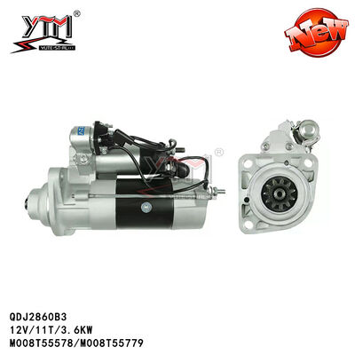 motor de arrancador de 12V 3.6KW Mitsubishi para el color plata M008T55779 3841359 de las piezas de automóvil de Benz Truck BZ64371