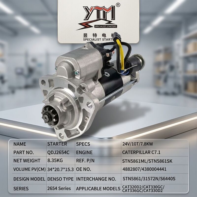 Motor de arranque para maquinaria pesada QDJ2654C 24V 7.8KW 10T 4882807 4380004441 STN5861ML STN5861SK 31572N para excavadora C7.1
